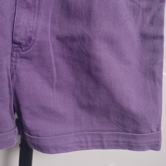 90s Denim High Waist Dark Purple Cuffed Shorts - Picture 5 of 12